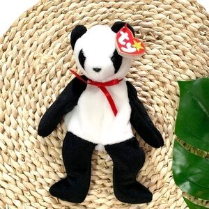 TY Beanie Baby 90’s Fortune Panda Plush Bear With Rare  Tag Errors Collector